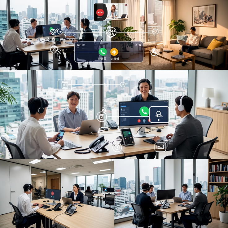 2026년 한국의 하이브리드 오피스 환경과 인터넷 전화 사용 모습