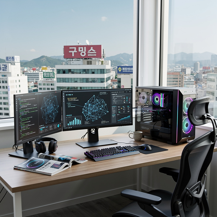 2026년 최신 로컬 AI 기술을 사용하는 한국 사무실 내부 모습