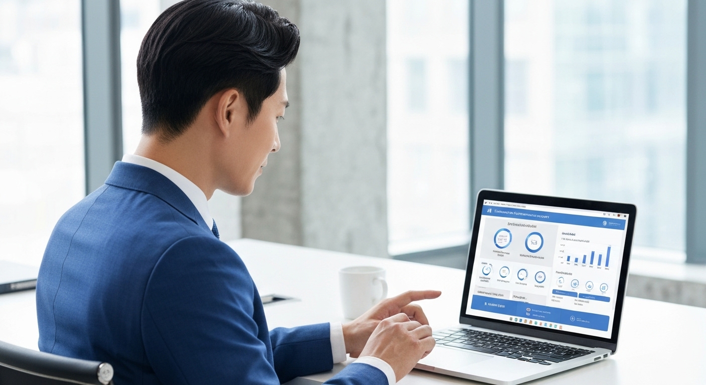 한국 사업자가 AI경리나라 등 유료 프로그램 무료 체험을 하는 모습