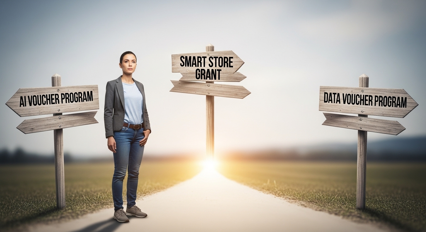 AI 바우처, 스마트상점, 데이터 바우처 등 정부 지원 사업 선택의 기로에 선 소상공인