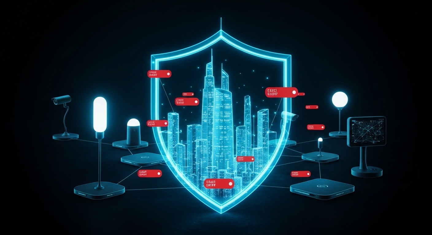 제로 트러스트 보안 모델이 IoT 기기 네트워크를 안전하게 보호하는 모습