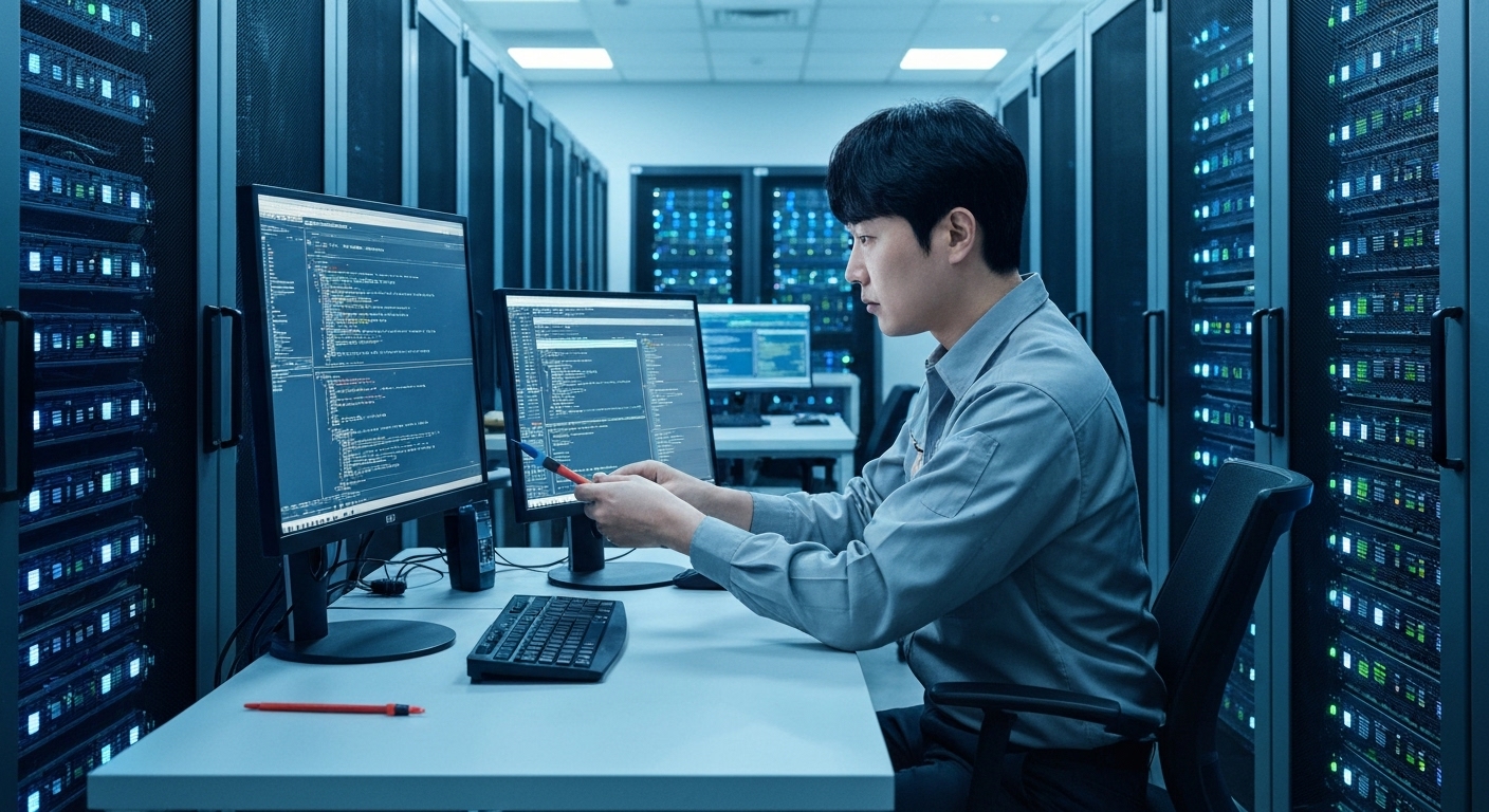보안 패치 및 업데이트 작업을 수행하는 IT 기술자