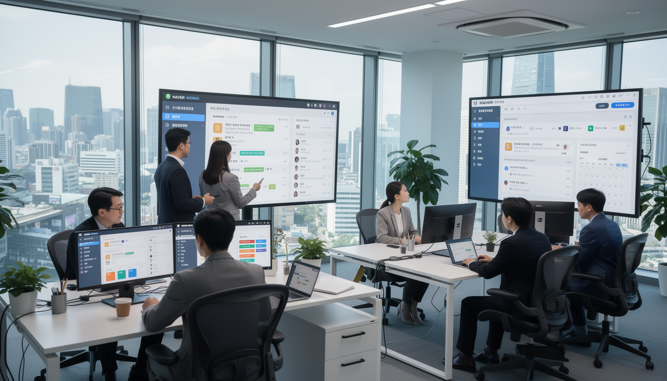 한국의 대표 올인원 그룹웨어 솔루션인 NHN 두레이, 네이버웍스, 하이웍스 사용 모습