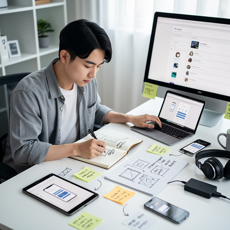 블로그 포스팅 템플릿을 기획하는 한국 IT 블로거의 작업 공간