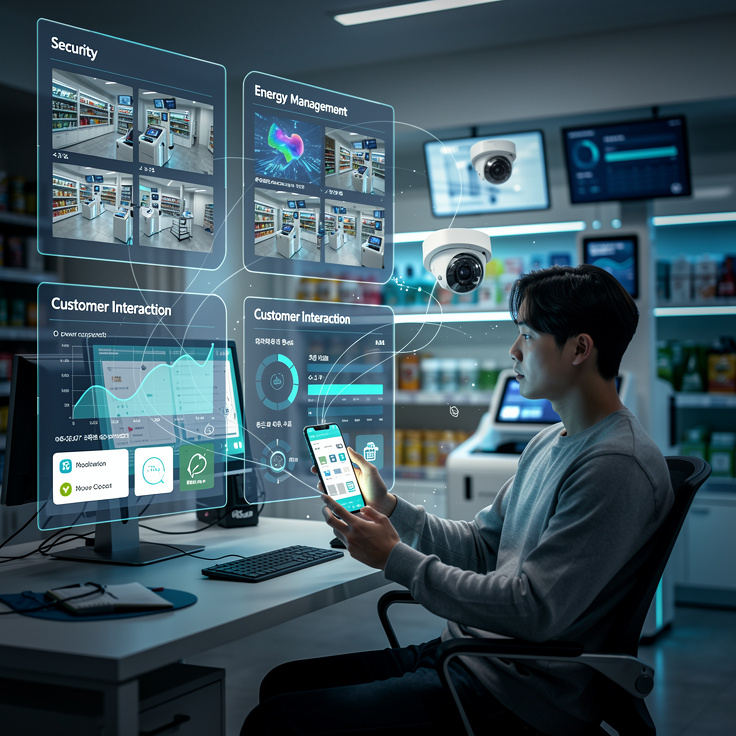 스마트폰으로 24시간 초연결 관리 중인 한국 무인 매장 점주