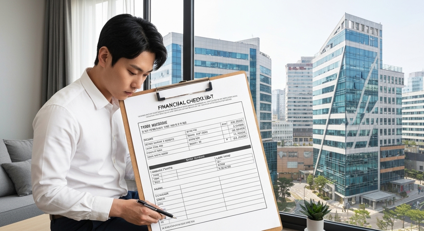 전세자금대출 상품 선택을 위한 체크리스트를 검토하는 모습