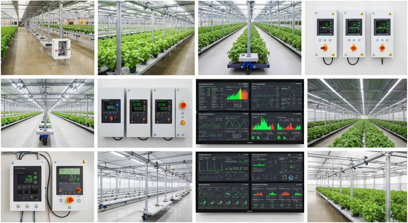 스마트팜 자동화 시스템과 제어 센터의 모습