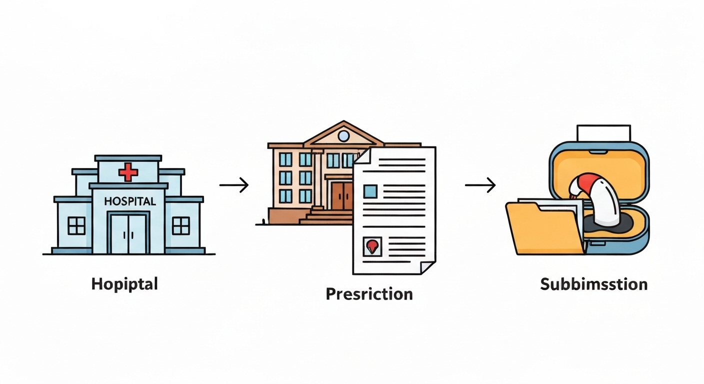 보청기 정부 지원금 신청 5단계 절차를 한눈에 보여주는 인포그래픽 이미지