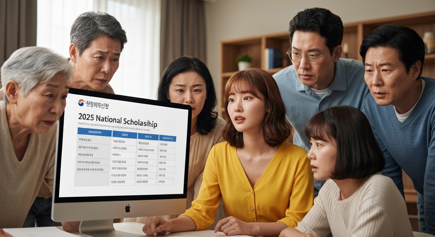 2025년 국가장학금 지원 대상과 자격 기준을 확인하는 학생과 가족들 모습