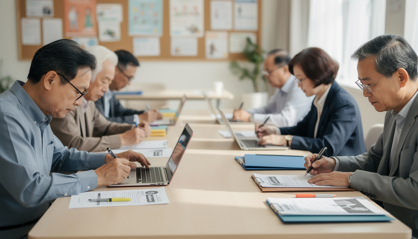 한국 시니어들이 이력서 작성법을 배우고 경험을 강조하는 모습