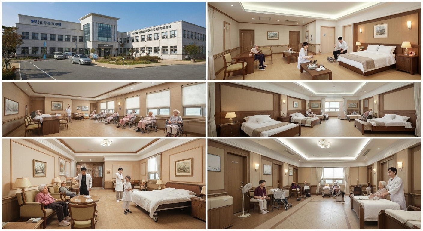 한국의 공립, 비영리 민간, 고급 호텔식 요양원 시설 비교 이미지