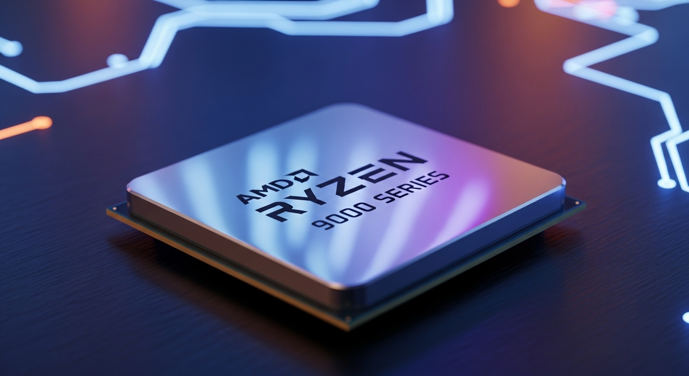 2025년 최신 AMD 라이젠 9000 시리즈 CPU의 매크로 이미지