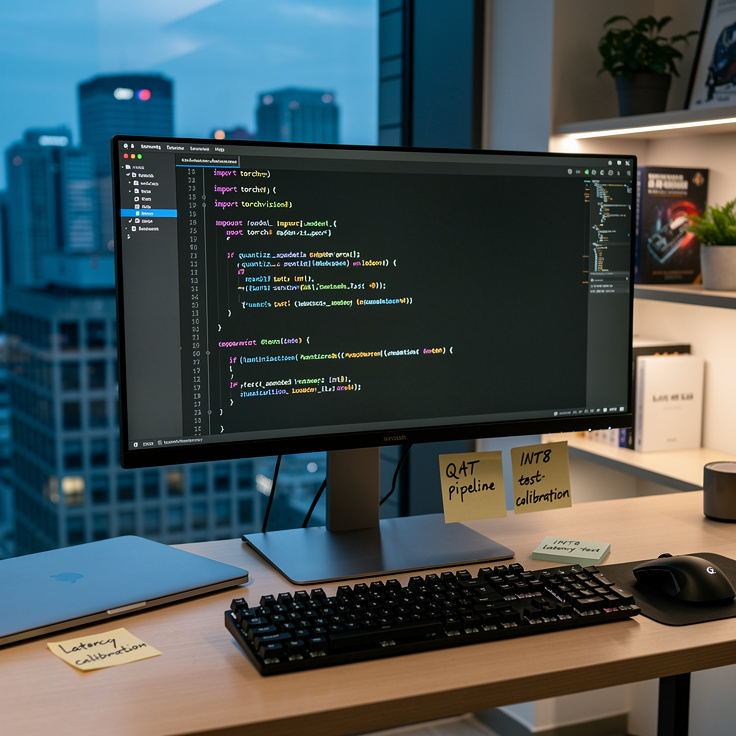 파이토치 2.x 양자화 모듈 코드를 보여주는 컴퓨터 작업 공간 이미지