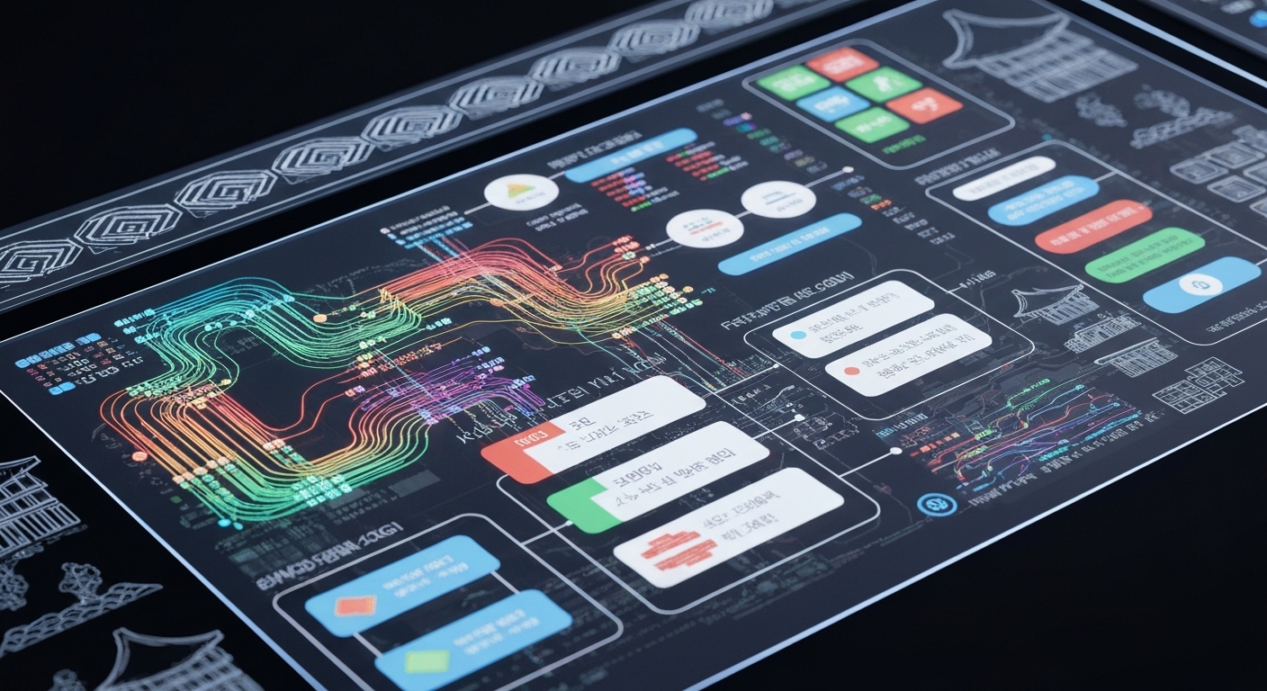 투명하게 AGI 시스템의 작동 원리와 결정 과정을 보여주는 디지털 인터페이스
