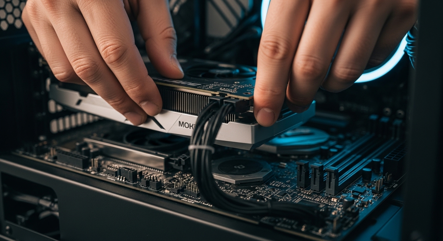 PC 성능 향상을 위해 그래픽카드를 업그레이드하는 모습