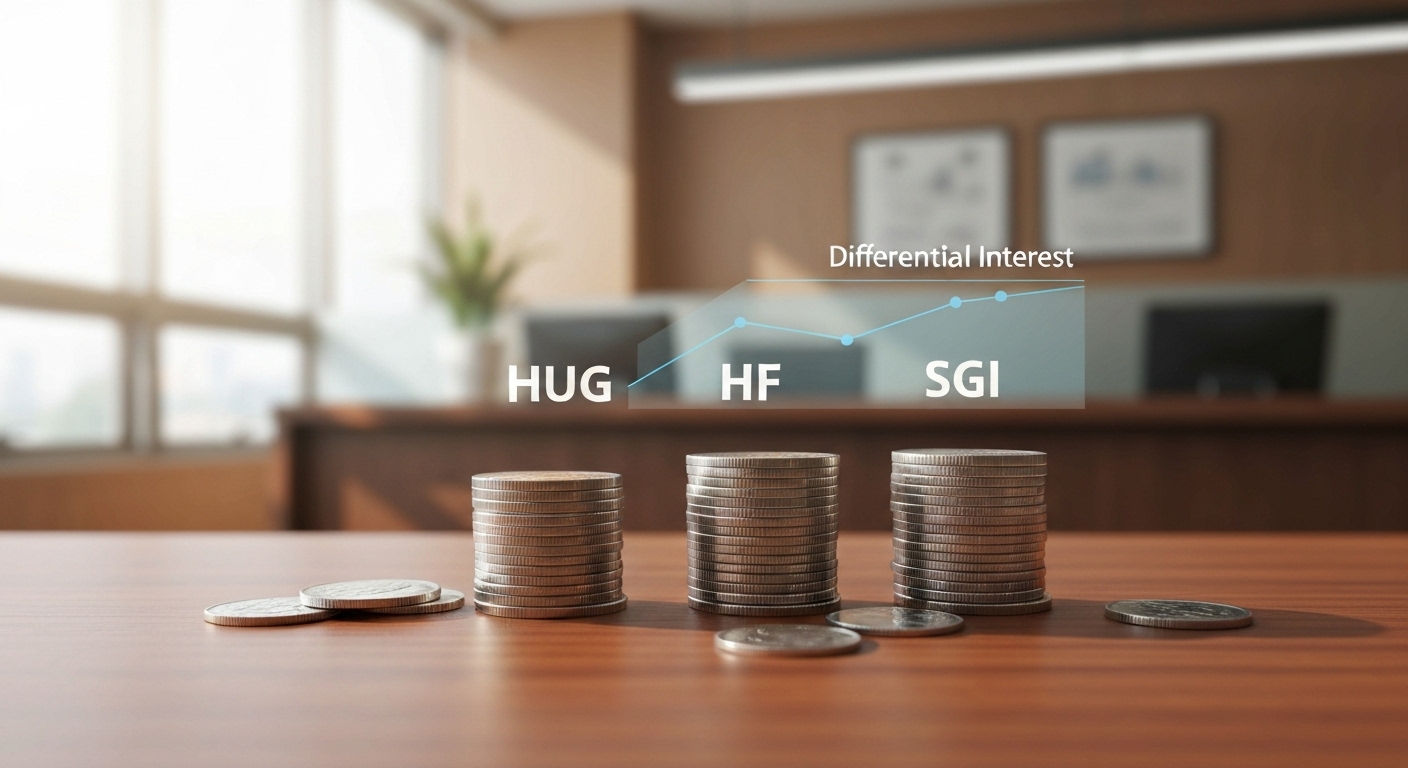 한국 은행 배경과 함께 HUG, HF, SGI 전세자금대출 금리 비교 이미지