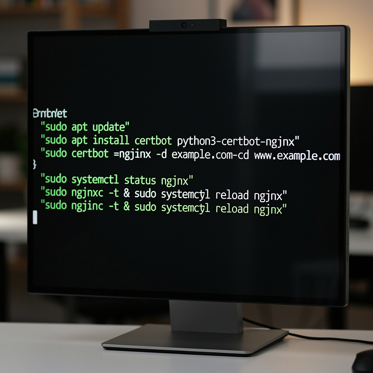 Ubuntu Nginx 서버에서 Certbot으로 SSL 인증서 발급 명령어를 실행하는 터미널 화면