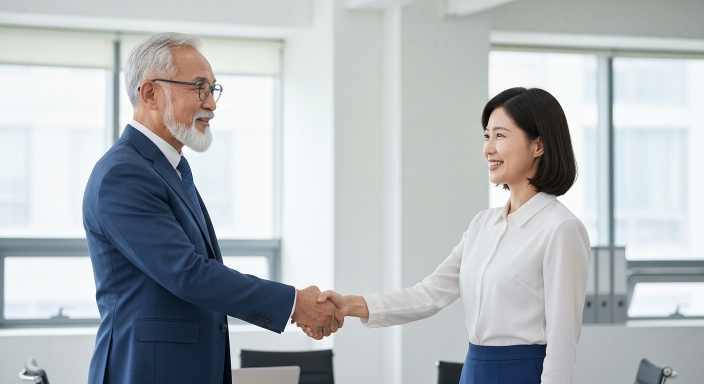 정부 지원 사업을 활용하는 한국 은퇴 창업자의 모습
