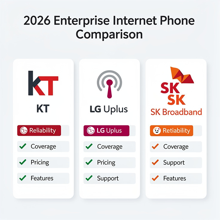 2026년 한국 주요 기업용 인터넷 전화 통신사 비교 인포그래픽
