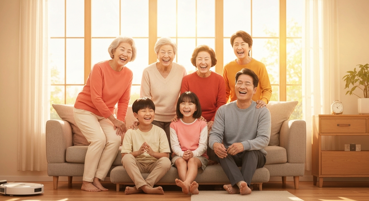 정부 지원 프로그램으로 간병 부담을 덜고 함께 웃는 다세대 한국 가족