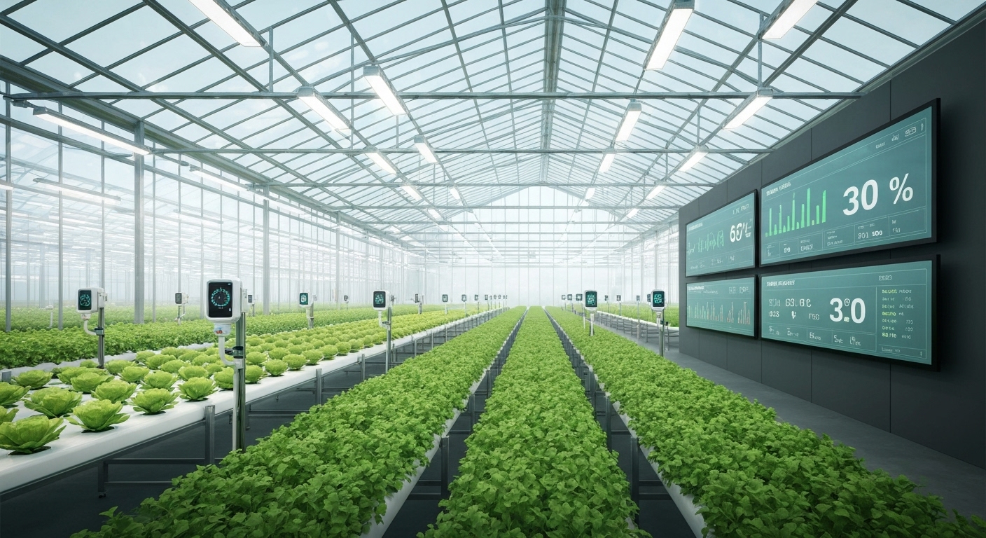 최신 농업 기술을 활용하는 스마트팜 내부 모습