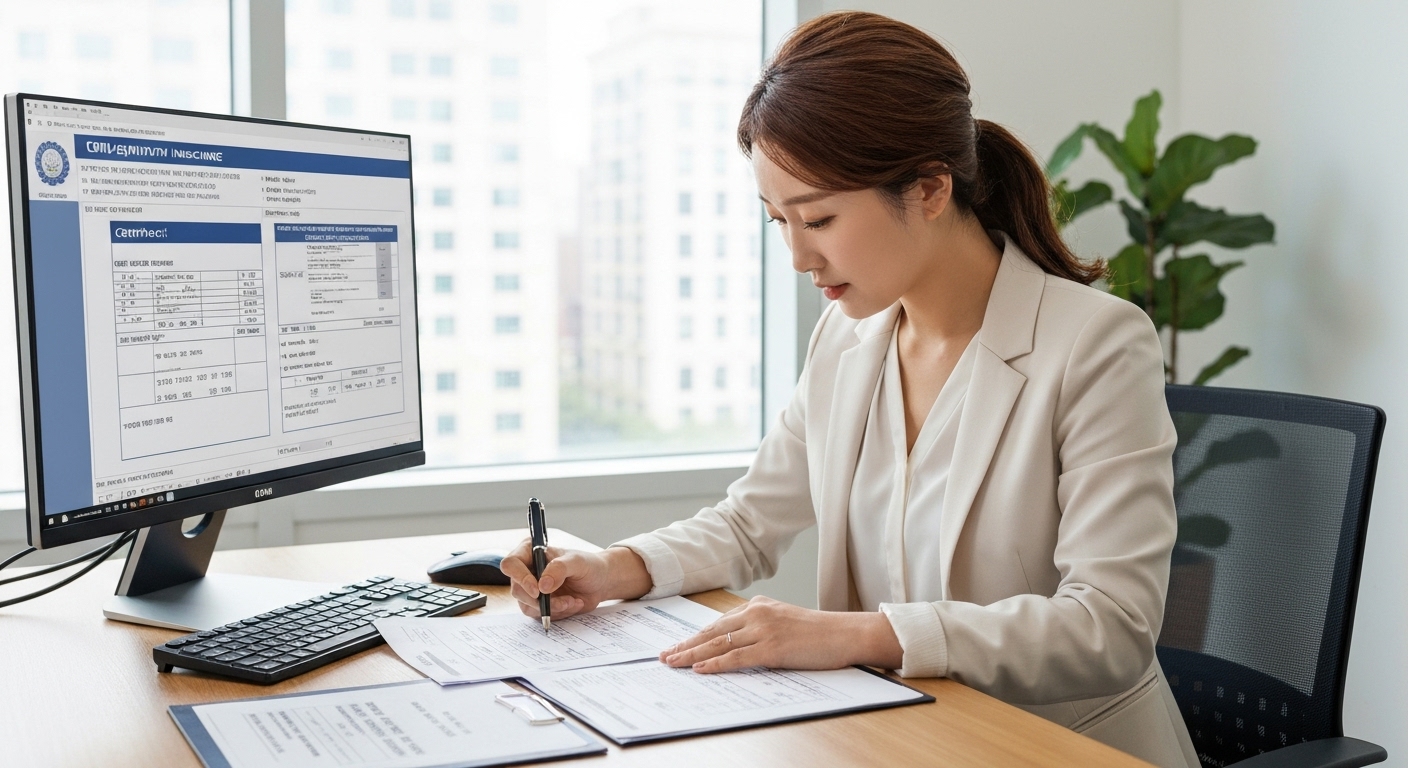 고용보험 가입 여부를 확인하는 한국 기업 인사 담당자의 모습