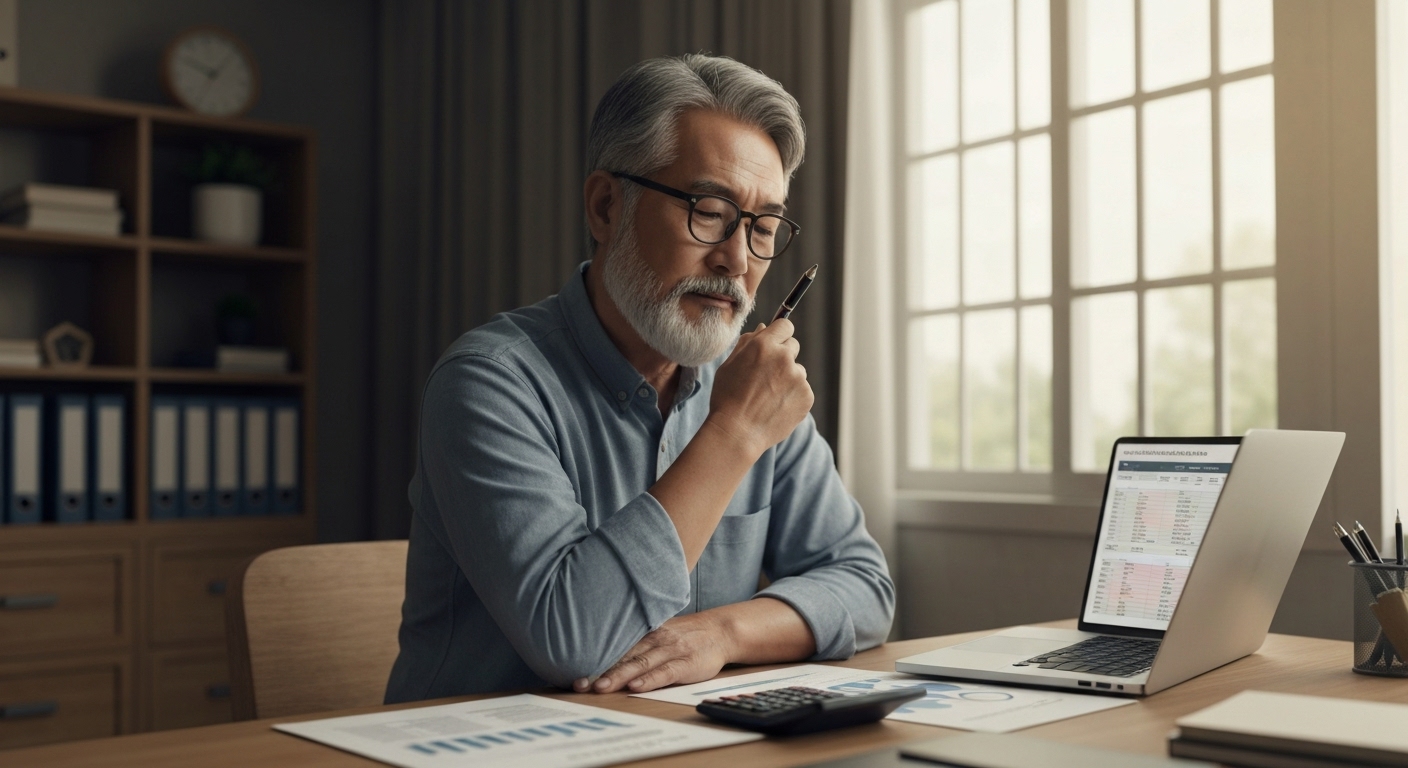 은퇴 후 창업을 위한 사업 계획과 준비를 하는 한국인 시니어 창업자의 모습