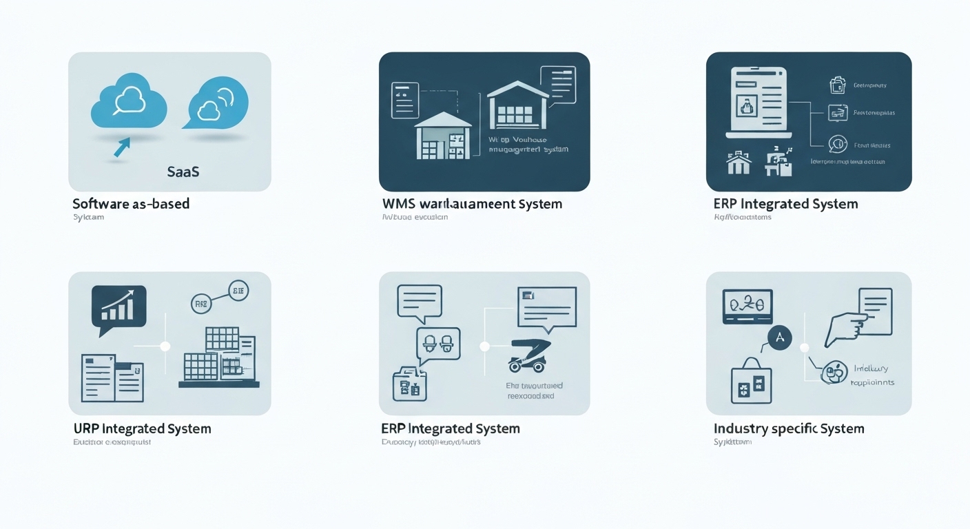 유통업 재고관리 시스템 4가지 유형을 나타내는 인포그래픽 아이콘