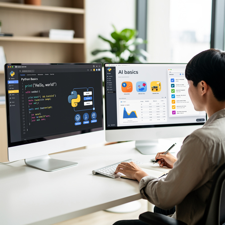 코딩 초보자를 위한 파이썬 기초 및 AI 기초 지식을 학습하는 한국인