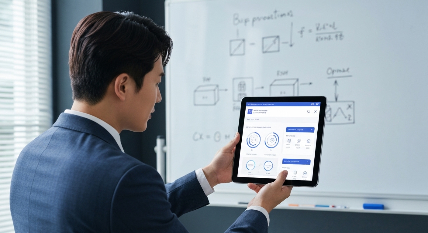 산업별 맞춤형 ERP 솔루션을 설명하는 한국 비즈니스 컨설턴트