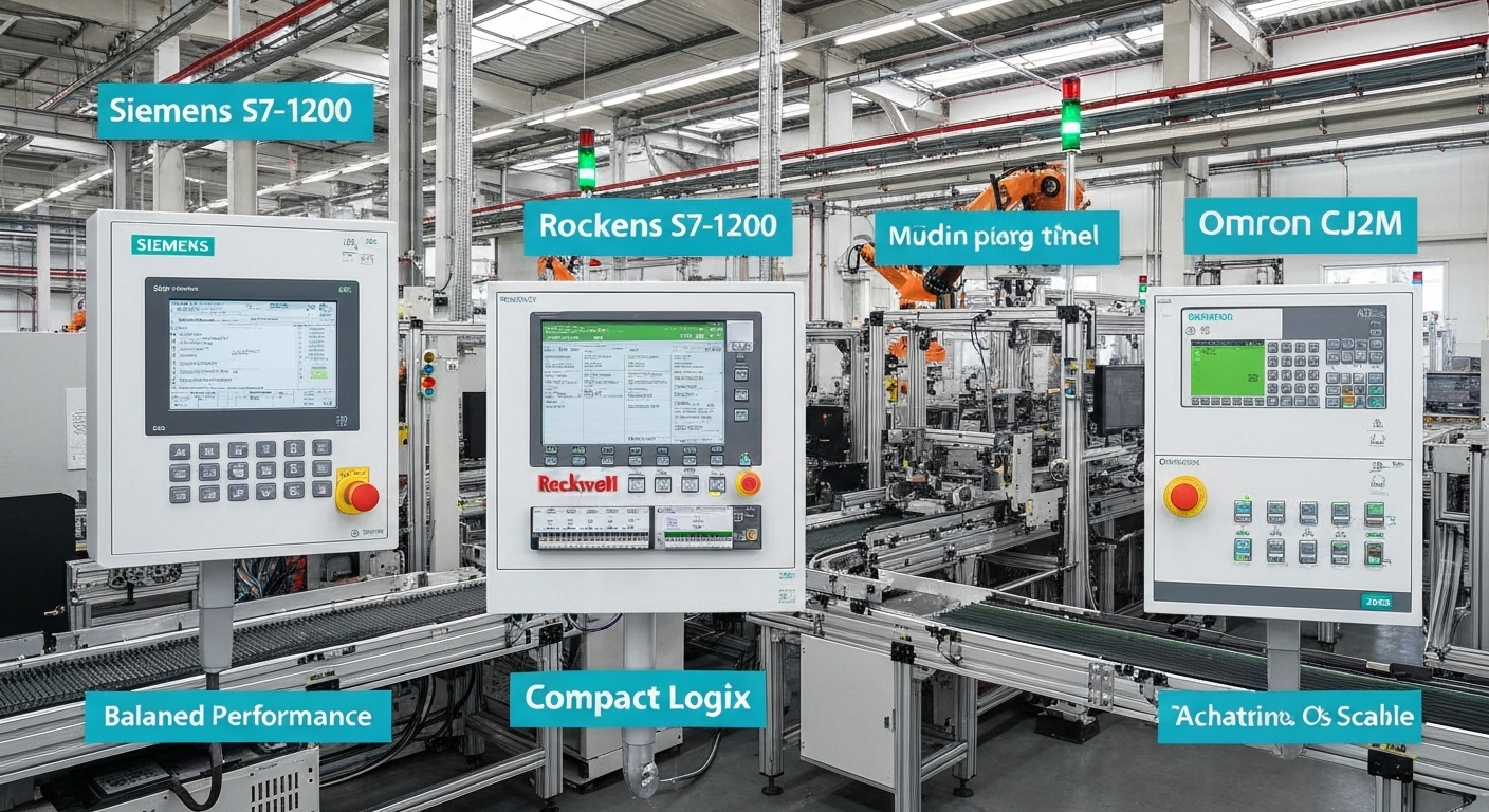 중규모 생산 라인에 적합한 지멘스 S7-1200, 로크웰 CompactLogix, 옴론 CJ2M PLC