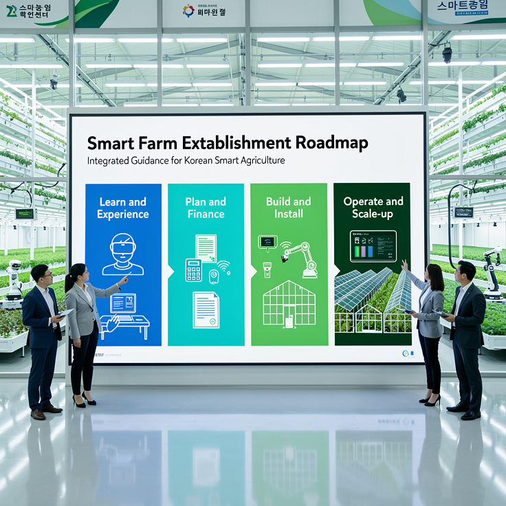 한국 스마트팜 성공을 위한 4단계 통합 로드맵 디지털 디스플레이 이미지