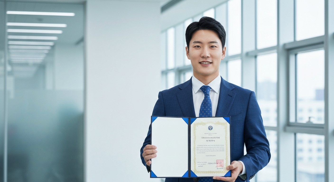 정보보안기사 합격 후 전문가로서의 첫걸음을 상징하는 이미지