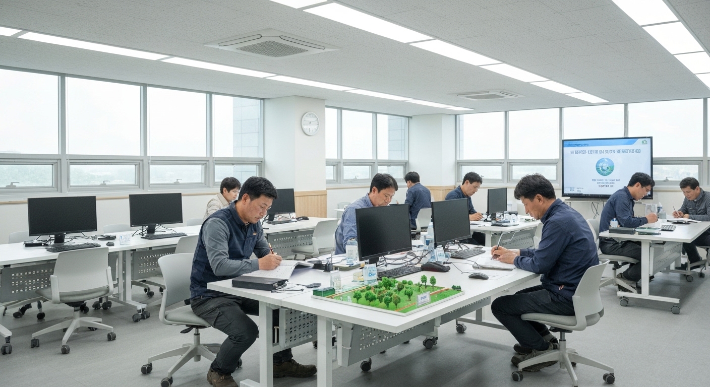 스마트팜 전문 교육과정에 참여하는 한국 농업인들