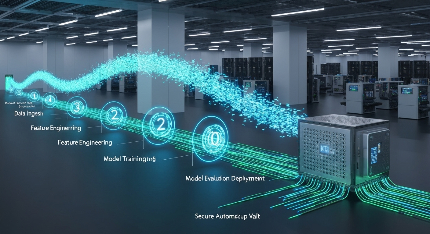 데이터 안정성과 버전 관리를 보여주는 AI 개발 환경의 MLOps 파이프라인