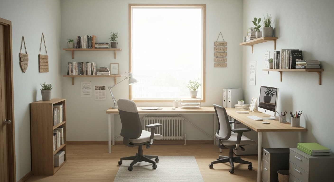 한국의 공유 오피스와 재택근무 환경을 보여주는 이미지