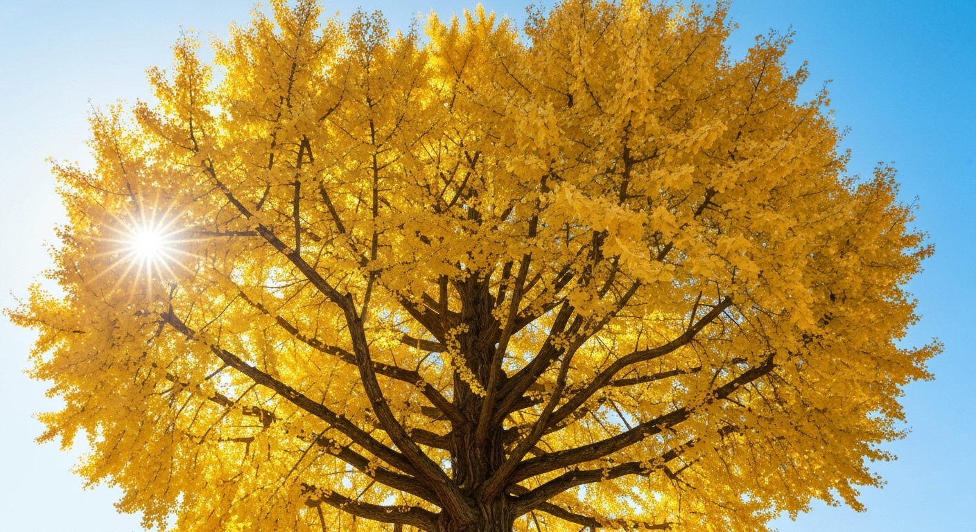 800년 수령의 반계리 은행나무가 가을을 맞아 전체적으로 황금빛으로 물들어 있는 웅장한 전경