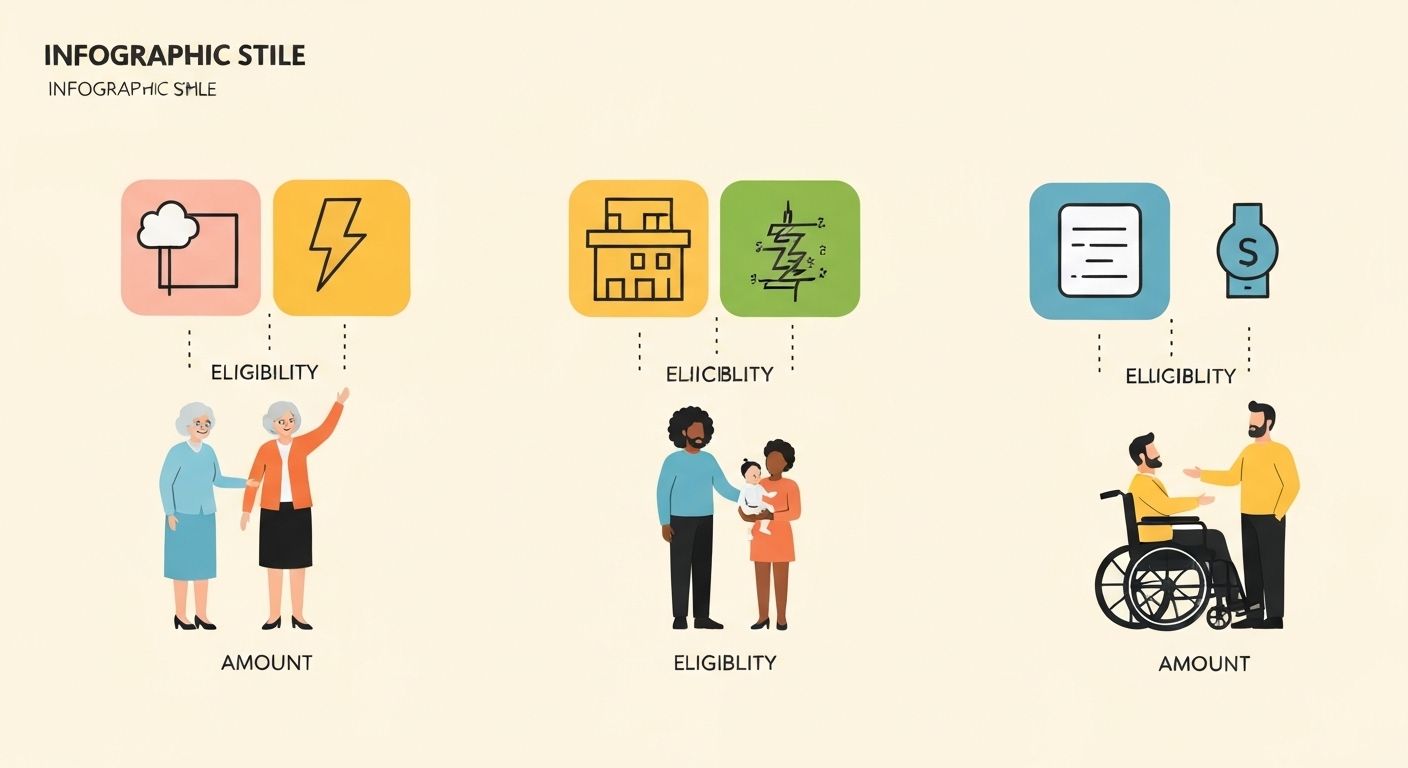 에너지바우처 지원 대상과 금액을 설명하는 깔끔한 인포그래픽 이미지