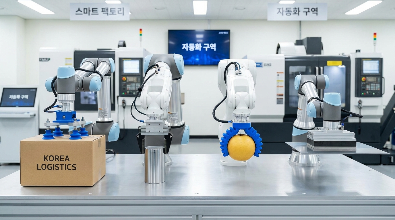 한국 스마트 팩토리에서 사용되는 다양한 협동로봇 그리퍼 종류들