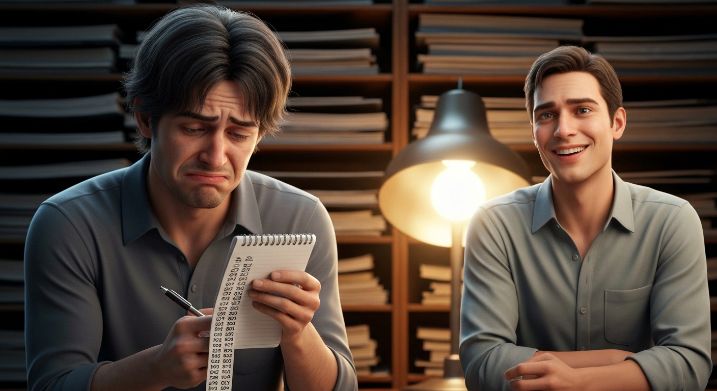 IP 주소를 기억하기 어려워하는 사람과 도메인 네임을 쉽게 기억하는 사람의 대비 이미지