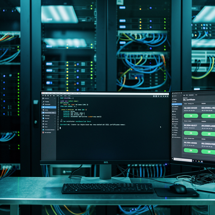 Certbot을 이용한 SSL 인증서 자동 갱신이 설정된 서버룸 환경 이미지