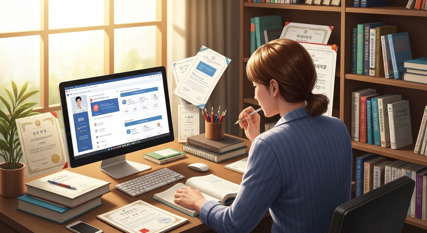 학점은행제 학점 쌓기와 유연한 자기주도 학습을 나타내는 이미지