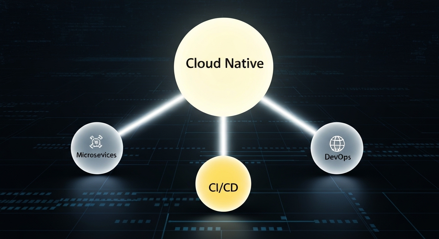 클라우드 네이티브의 4가지 핵심 기술 요소를 표현한 다이어그램 이미지