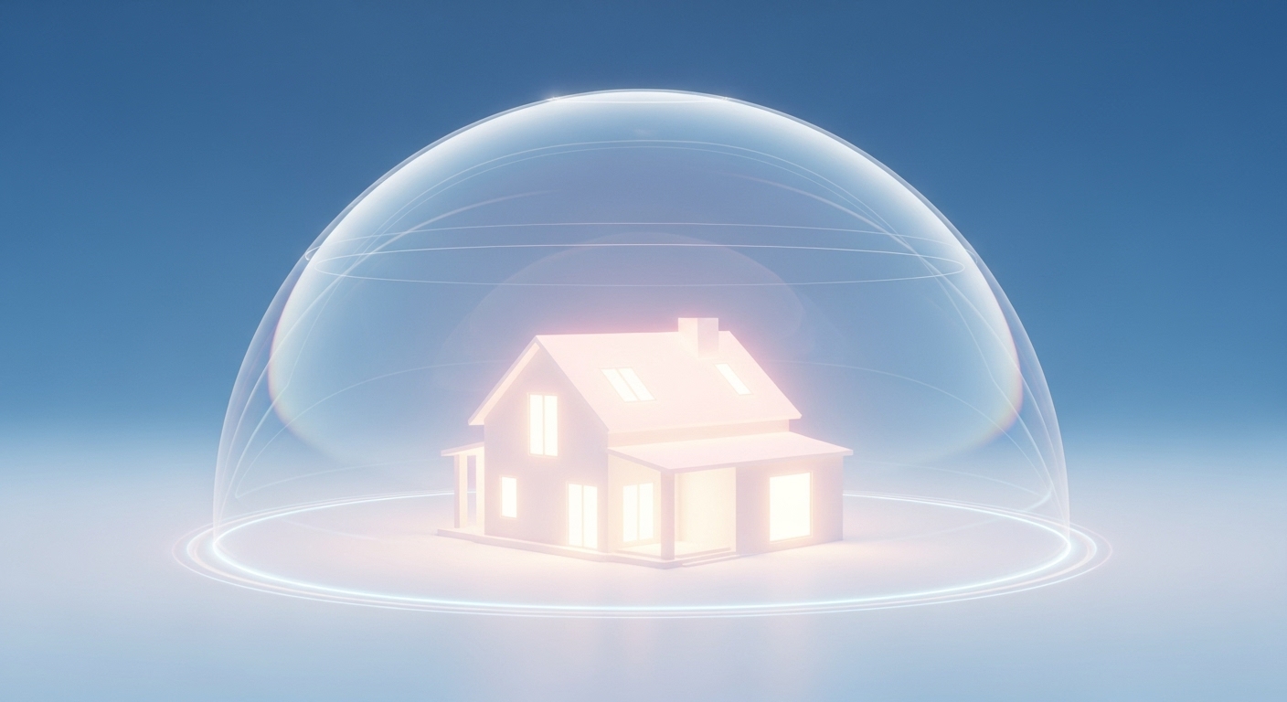 정부의 에너지바우처 지원을 상징하는 보호막 속의 집