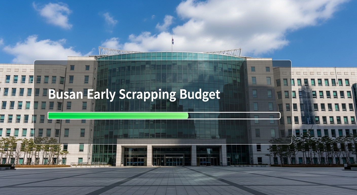 부산시 조기폐차 지원금 예산이 소진되기 전 서둘러 신청해야 하는 긴급함을 나타내는 이미지