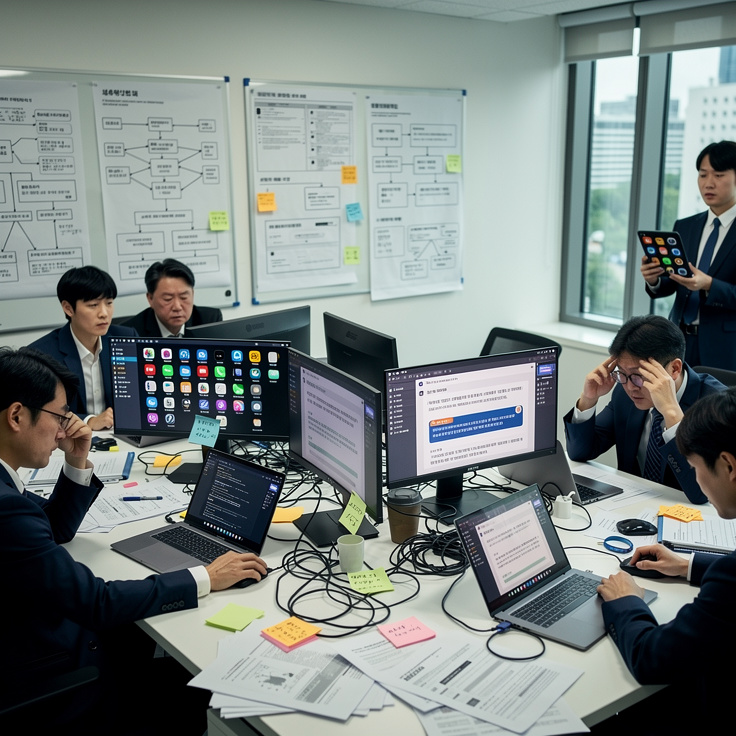 협업 툴 도입 실패 사례로 인한 직원 혼란과 업무 비효율 상황