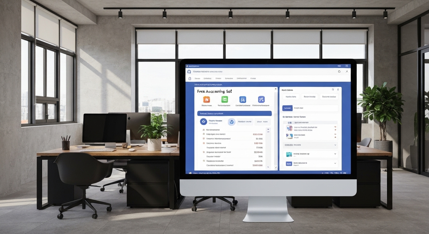 무료 회계 프로그램의 핵심 기능이 담긴 소프트웨어 대시보드 화면