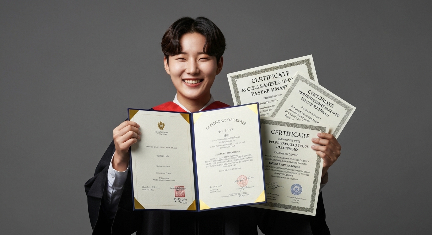 학점은행제로 빠르게 학위를 취득한 한국 학생의 모습