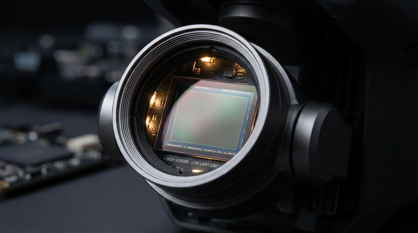 전문적인 화질을 위한 1인치 드론 카메라 센서 클로즈업 이미지