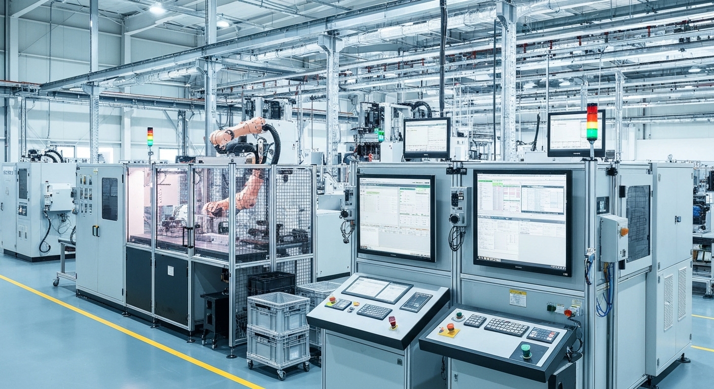 한국 스마트팩토리 내 다양한 시스템과 장비가 상호 운용성과 표준화를 이루는 모습